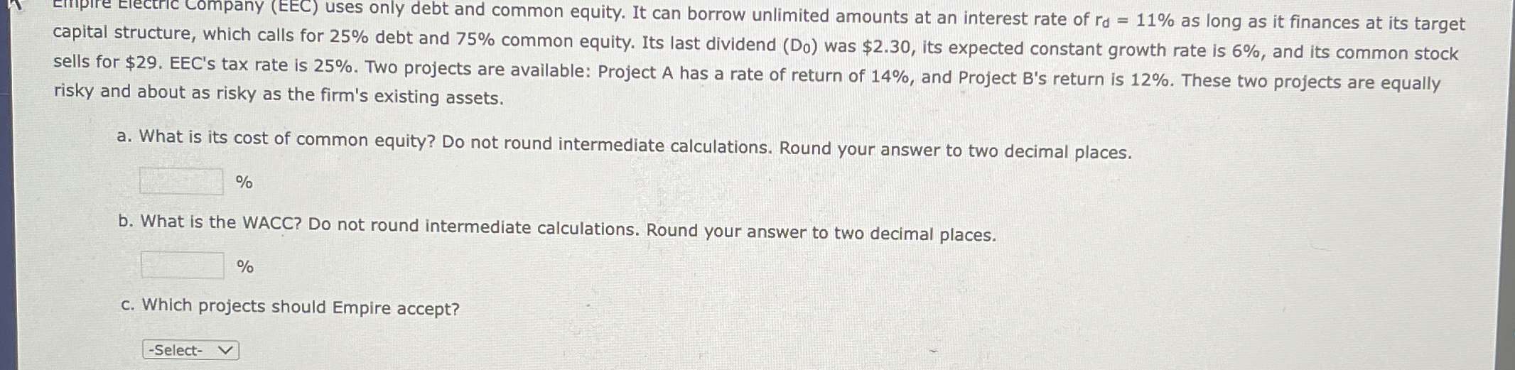  capital structure, which calls for 25% debt and 75% common equity.