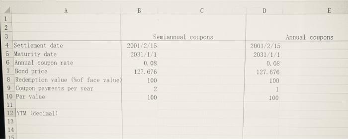 Calculate YTM(decimal) in excel 