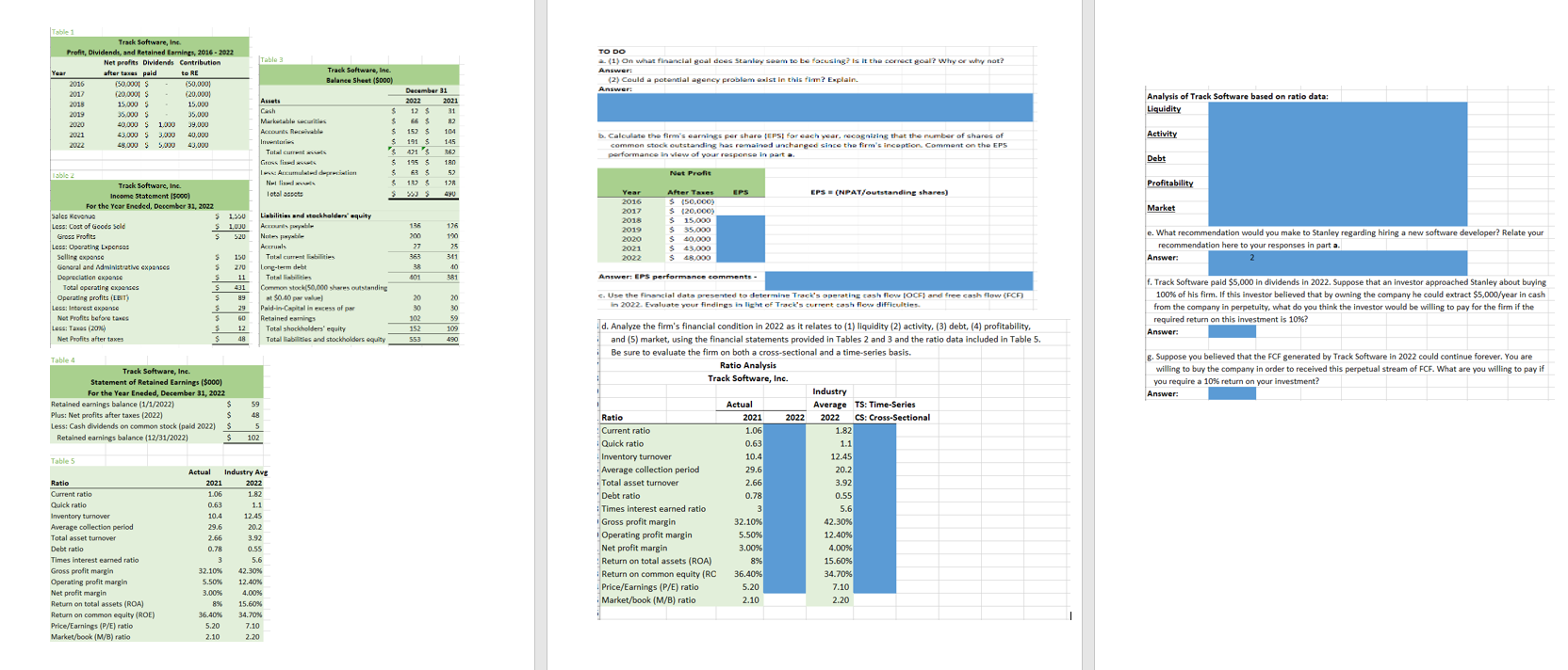  To DO (using excel formulas) a.(1) On what financial goal does
