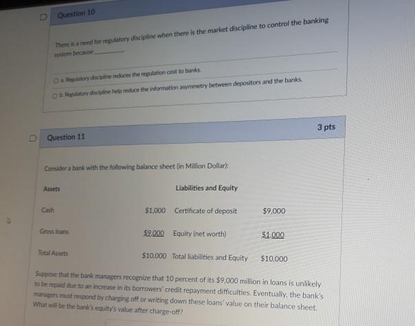 Question 10 There a need for regulatory discipline when there is
