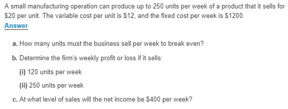  Answers (Need work shown using: Contribution Margin Approach to CVP analysis):