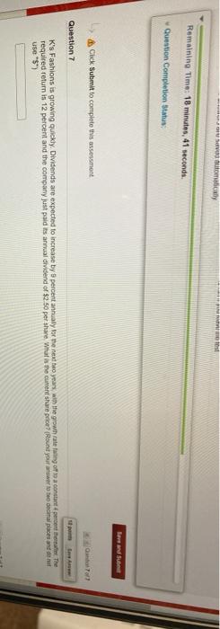  utomatically st Remaining Time: 18 minutes, 41 seconds Question Completion Status: