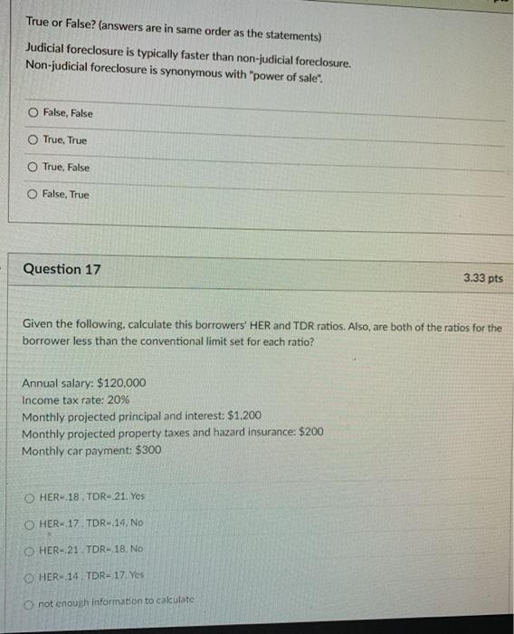  True or False? (answers are in same order as the statements)