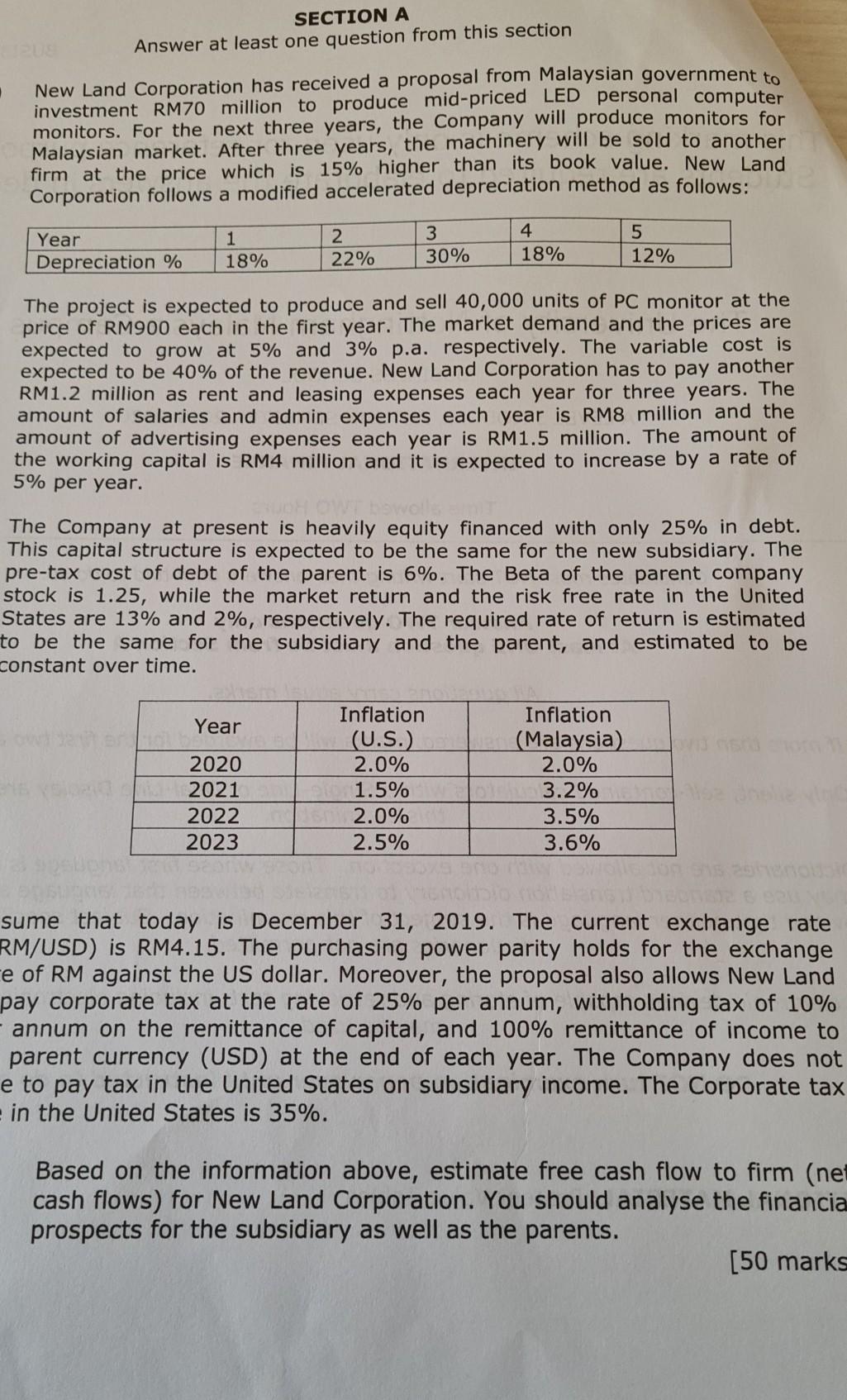  SECTION A Answer at least one question from this section .