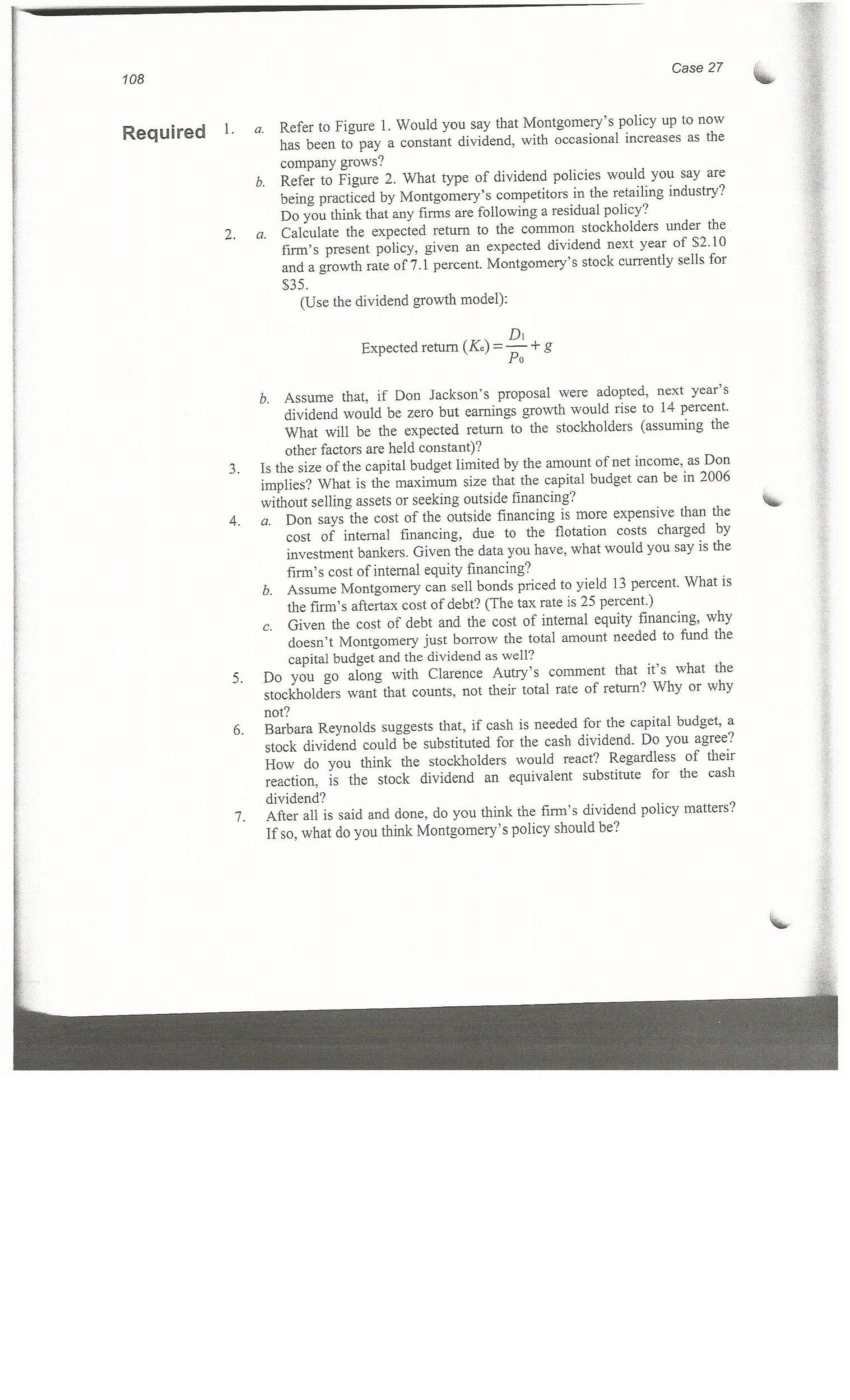 Dividend policy for a case study that accompanies the Foundations for Financial