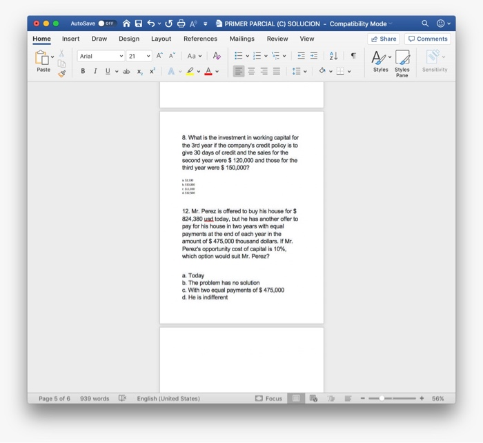 solve AutoSave Home Insert Draw References Review View Share Comments SUA =