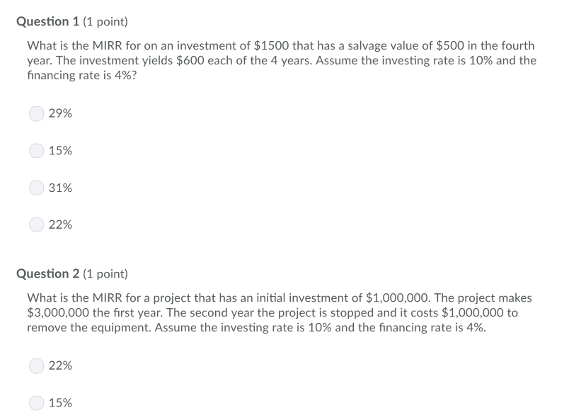 please solve these two with explanation Question 1 (1 point) What is
