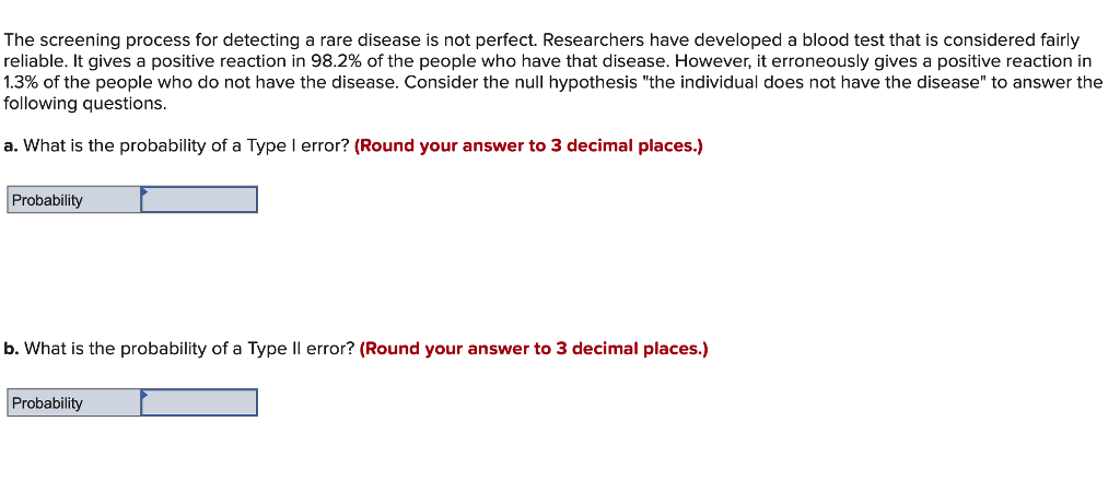 The screening process for detecting a rare disease is not perfect.