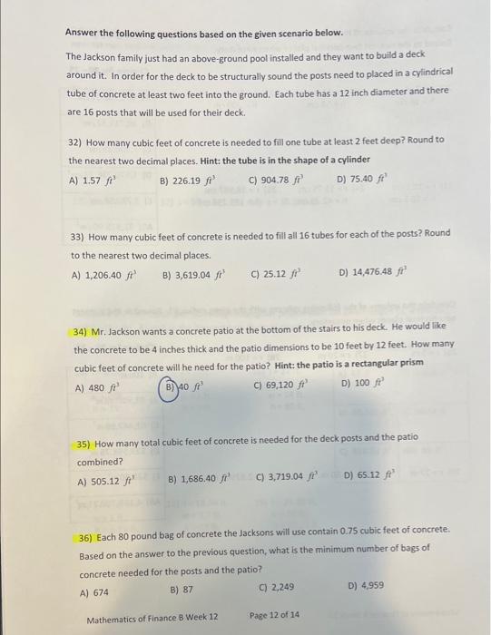 Please help with questions 35-36 Answer the following questions based on the