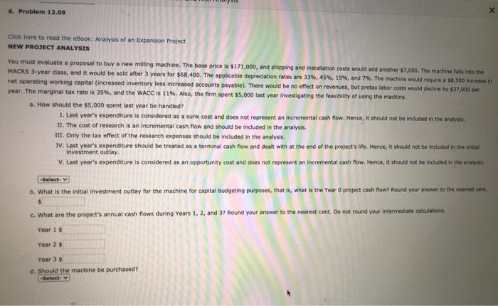  6. Problem 12.09 Click here to read the eBook: Analysis of