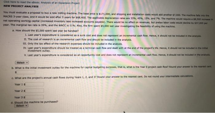 an Expansion Project NEW PROJECT ANALYSIS You must evaluate a proposal to