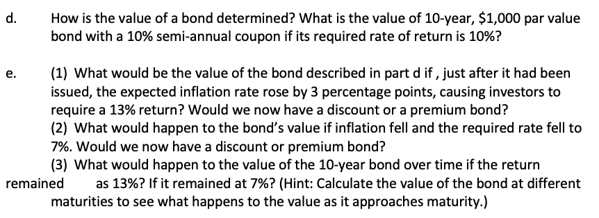 I just need help with the last one, e. (3), but I