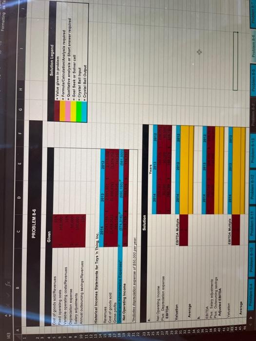  Formatting Ta 143 B C D G H PROBLEM 8-6 Solution