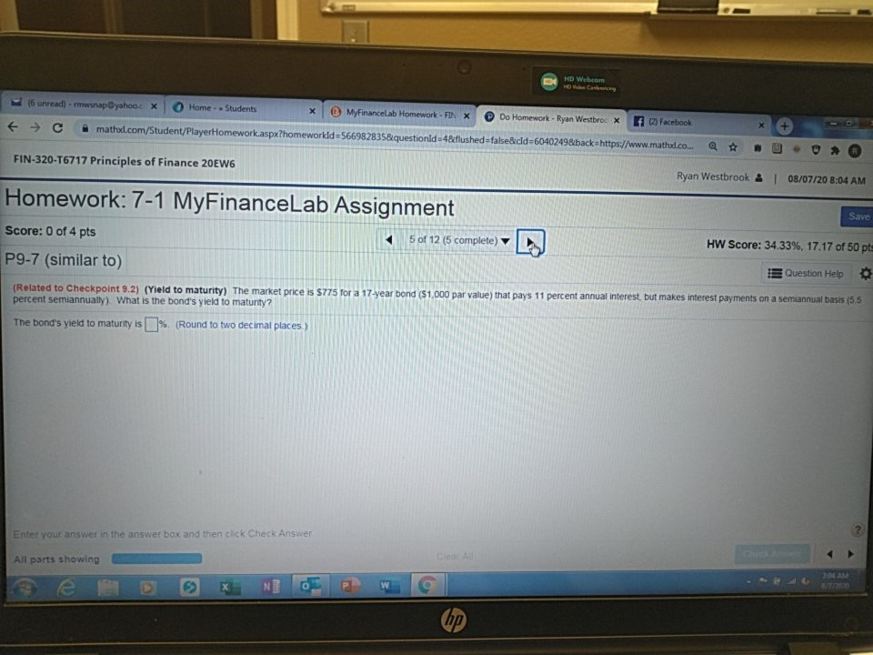  HD Webcam (6 unread) - wsnap@yahoo. X Home - Students MyFinancelab