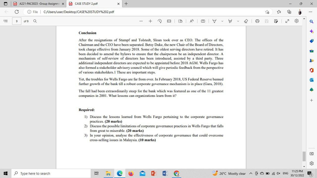 Please help to answer question 2 Conclusion After the resignations of Stumpf