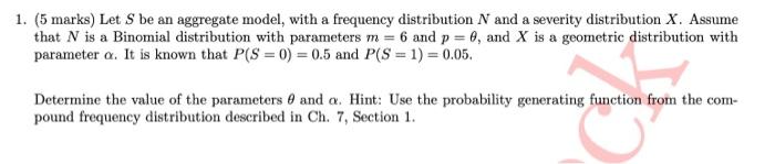  (5 marks) Let S be an aggregate model, with a frequency