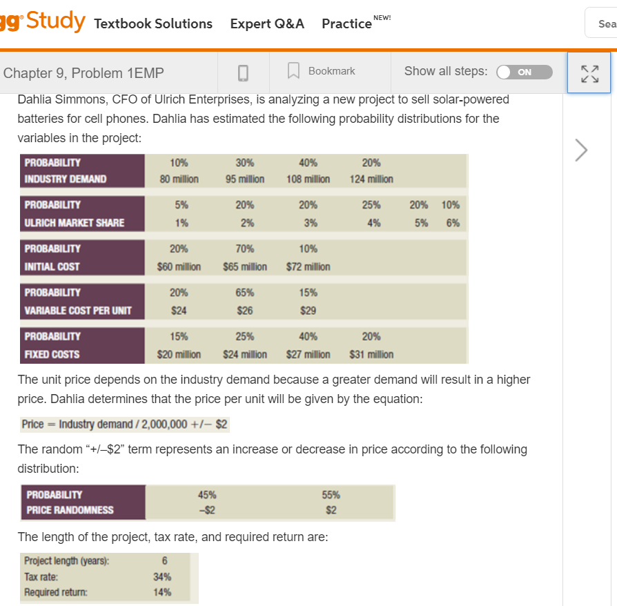  Create a Monte Carlo simulation for the project with at least