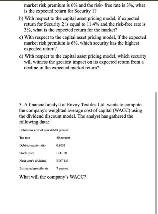 creates the following portfolio: a) What is the expected return of the
