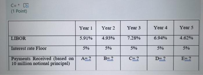  C= * DS (1 Point) Year 1 Year 2 Year 3