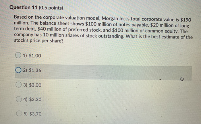 10 million shares of stock outstanding. What is the best estimate of
