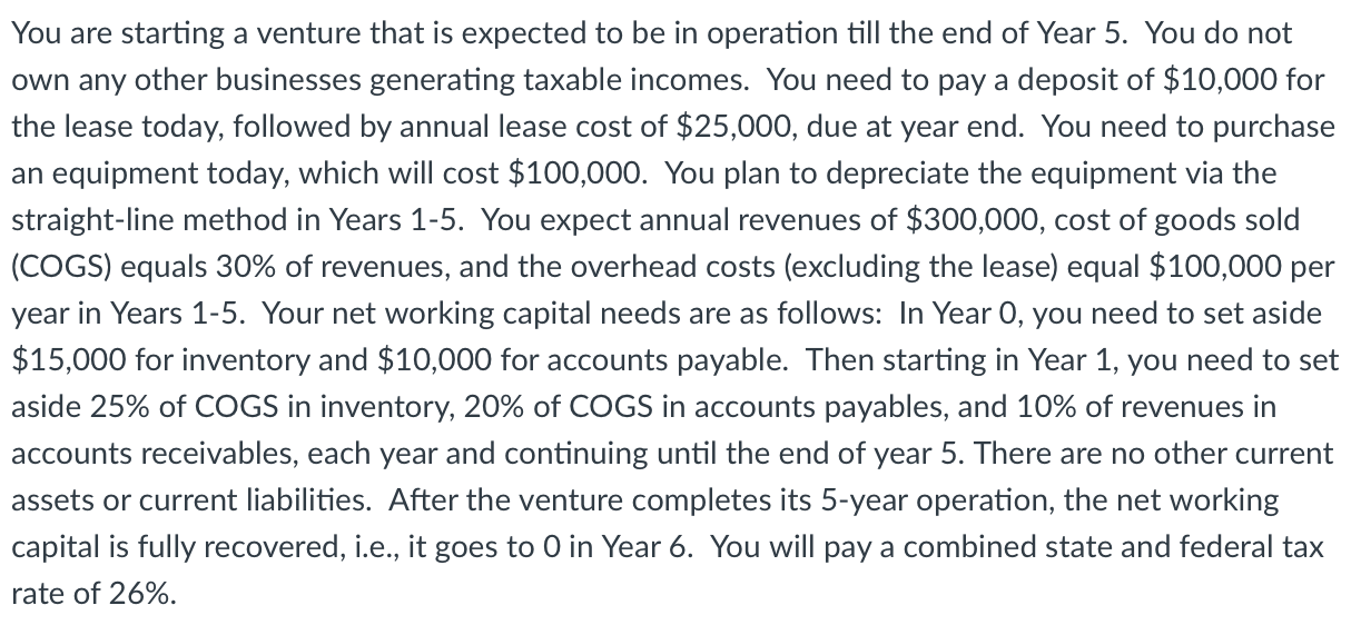 1) Create a table similar to the one below to calculate incremental