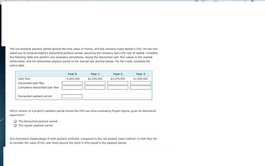 payback period that helps in their capital budgeting decisions. Consider the case
