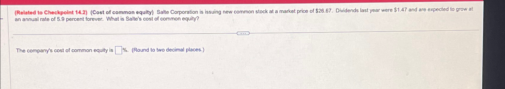  (Related to Checkpoint 14.2)(Cost of common equity) Salte Corporation is issuing
