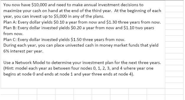 How do I solve this problem in excel? I started working on