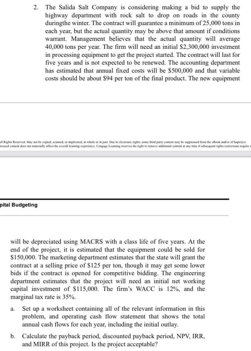 Please use excel to solve all problems and show all formulas