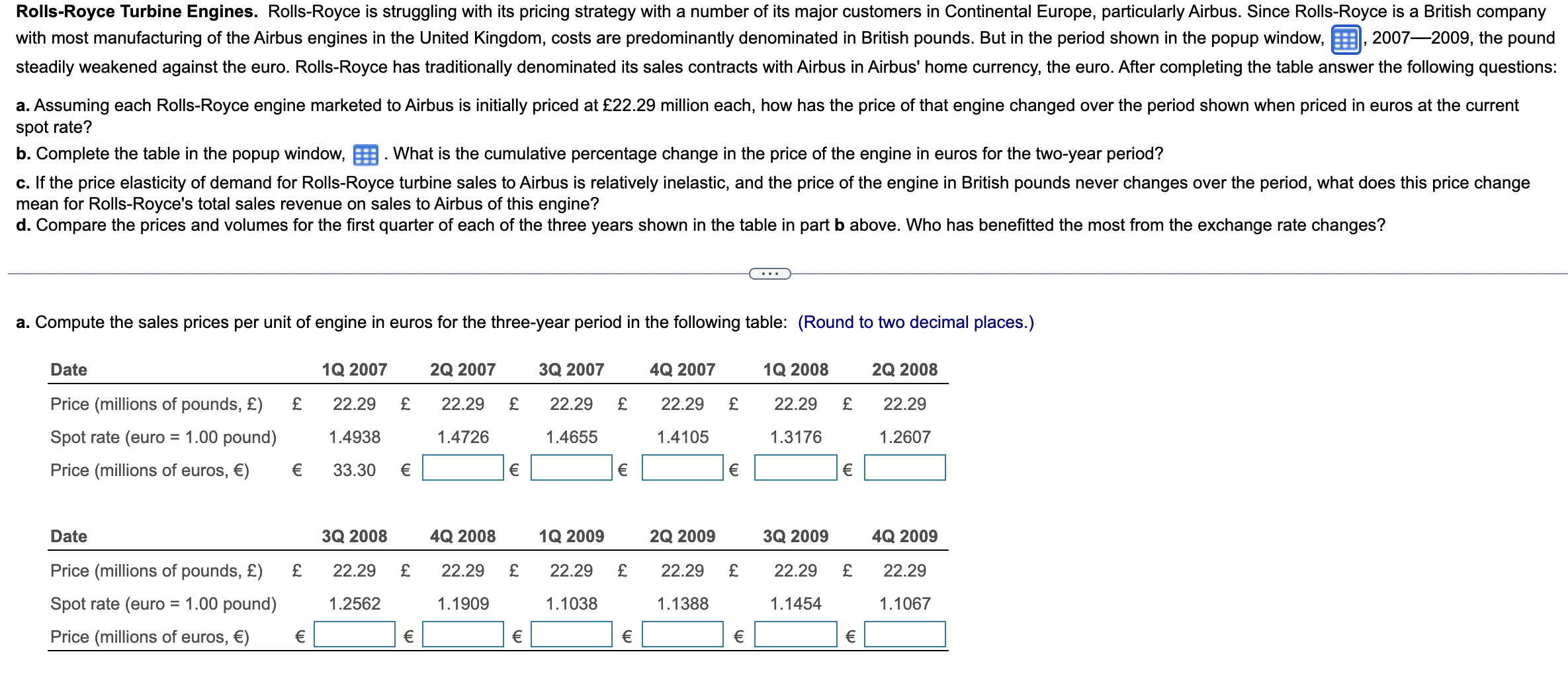Need help with question A, please fill up the table to question