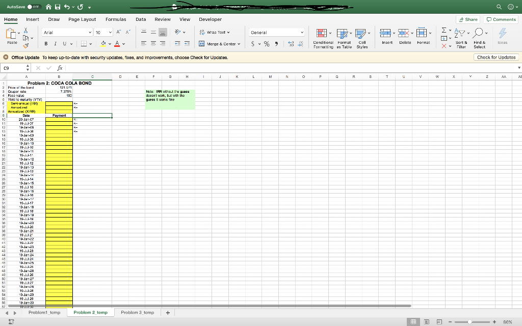 Using Excel to solve each and all the problems. Make sure to