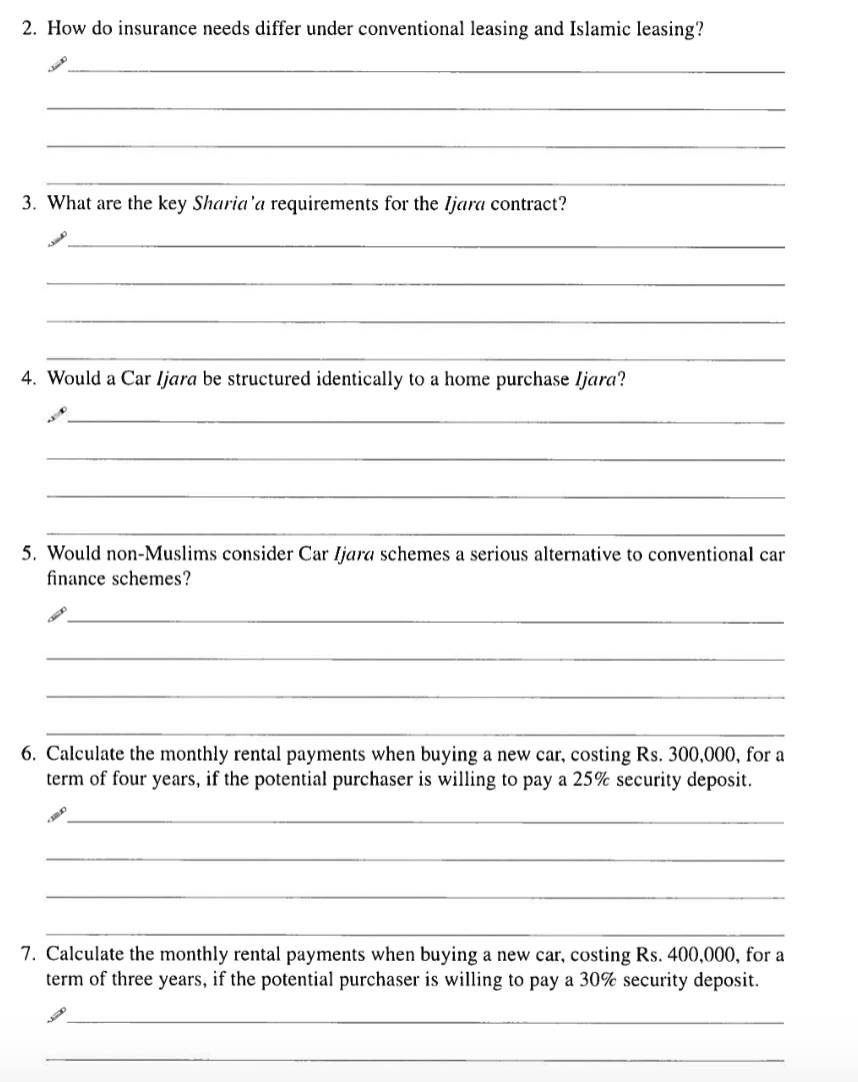  2. How do insurance needs differ under conventional leasing and Islamic