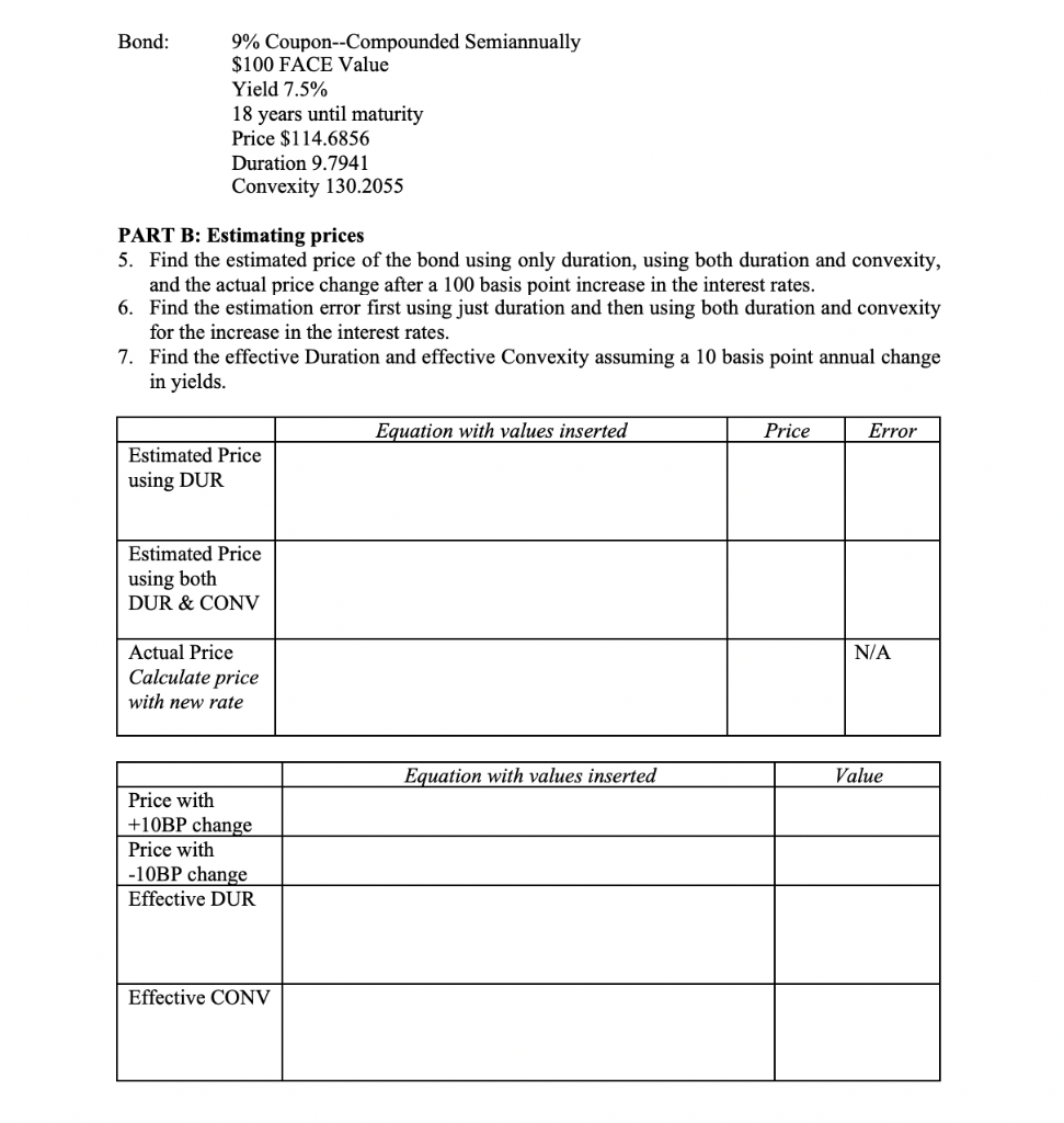  Bond: 9% Coupon--Compounded Semiannually $100 FACE Value Yield 7.5% 18 years