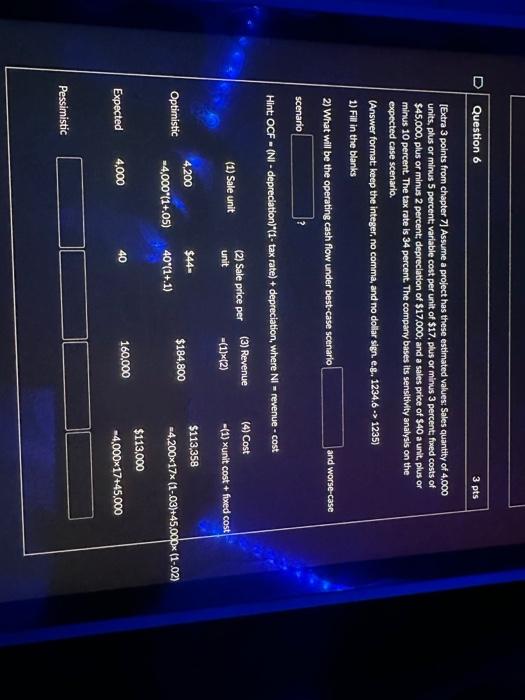  [Extra 3 points from chapter 7] Assume a project has these