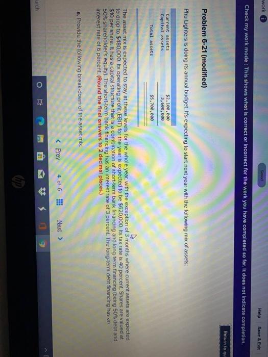  work Help Save E Check my work mode: This shows what