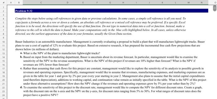  a. b. c. d. Complete the steps below using cell references