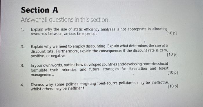  Section A Answer all questions in this section. 1. Explain why