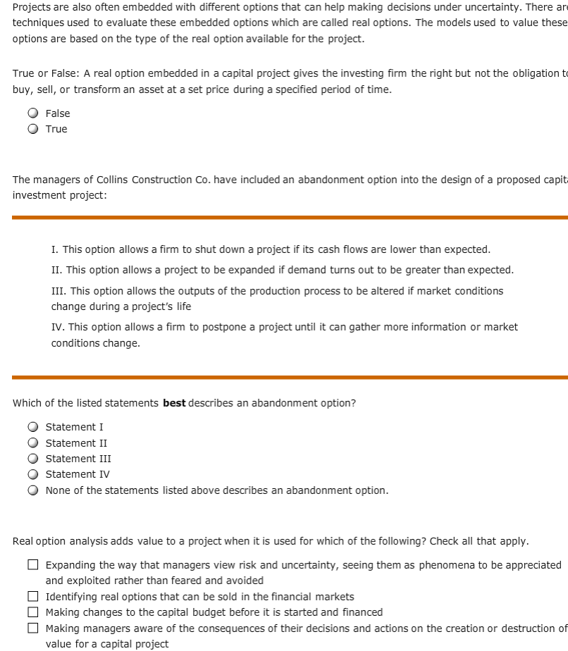  Projects are also often embedded with different options that can help