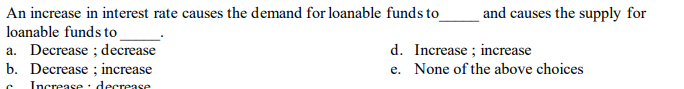 An increase in interest rate causes the demand for loanable funds