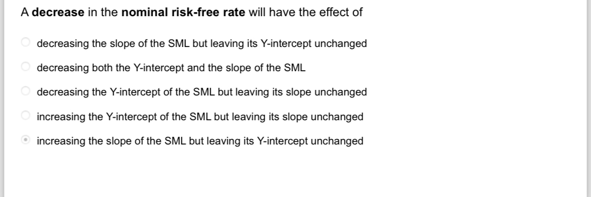  A decrease in the nominal risk-free rate will have the effect