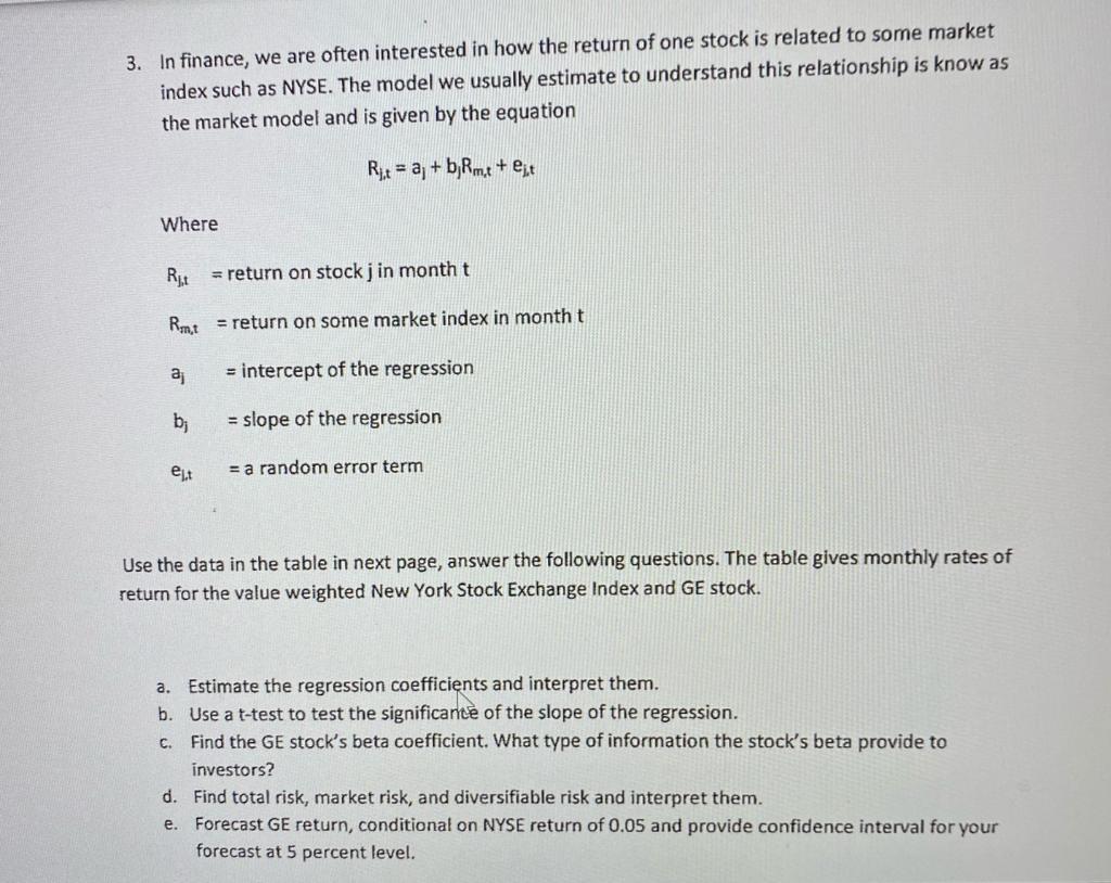 I need help with D and E 3. In finance, we are