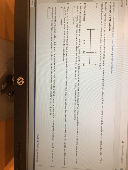  Help Q Search this course ework Click here to read the