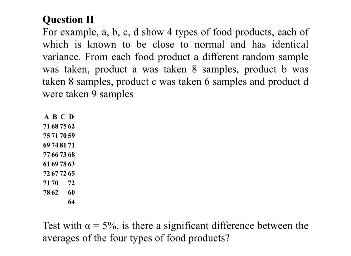  Question II For example, a, b, c, d show 4 types