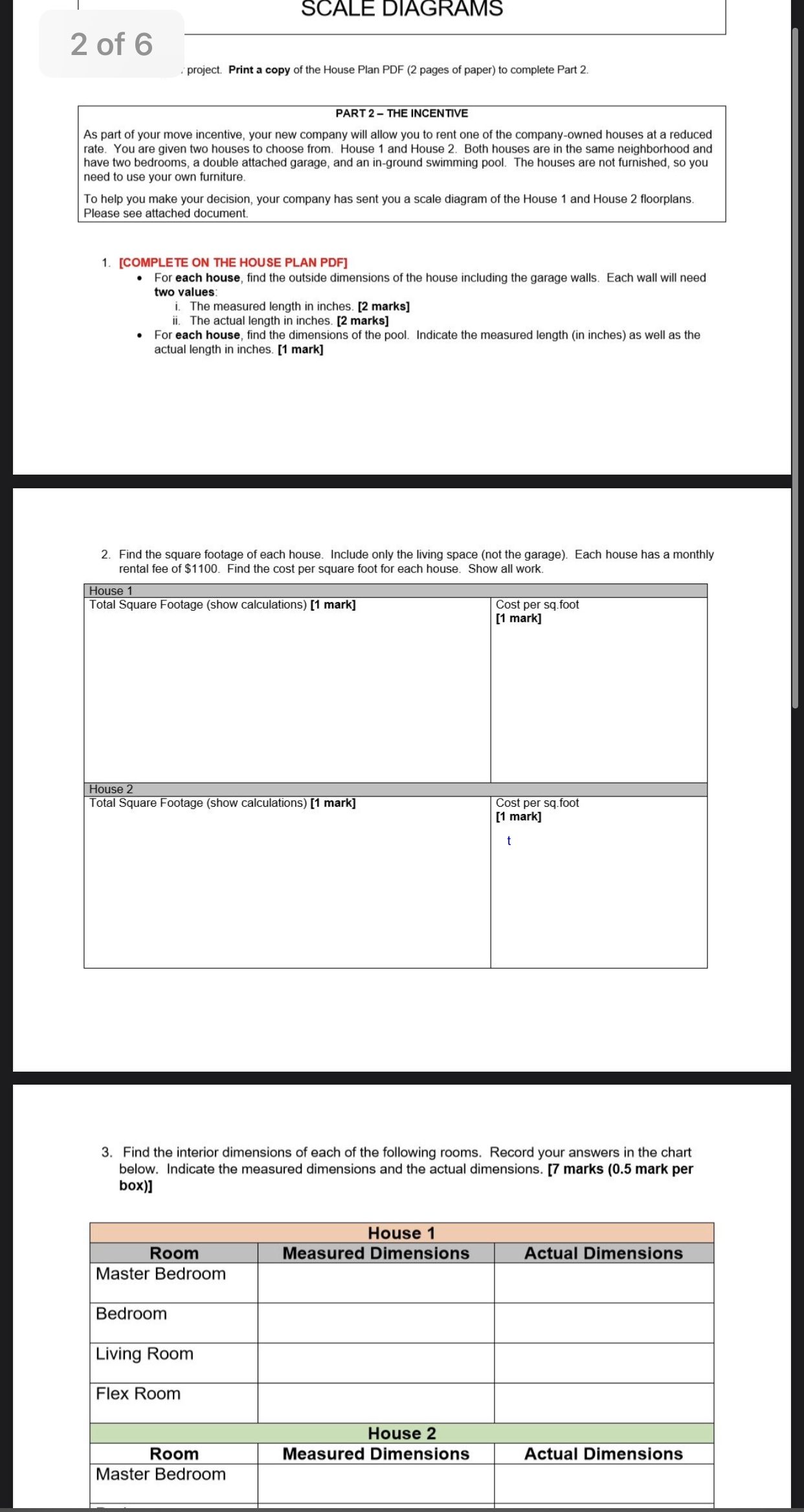 6 3. Find the interior dimensions of each of the following rooms.