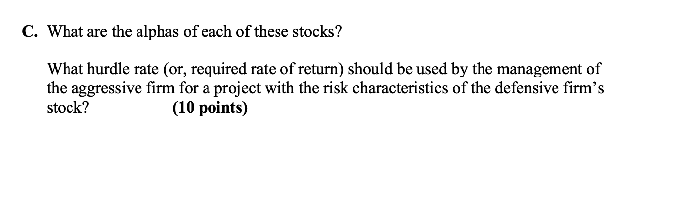 security analyst's expected return on two stocks for two particular market returns: