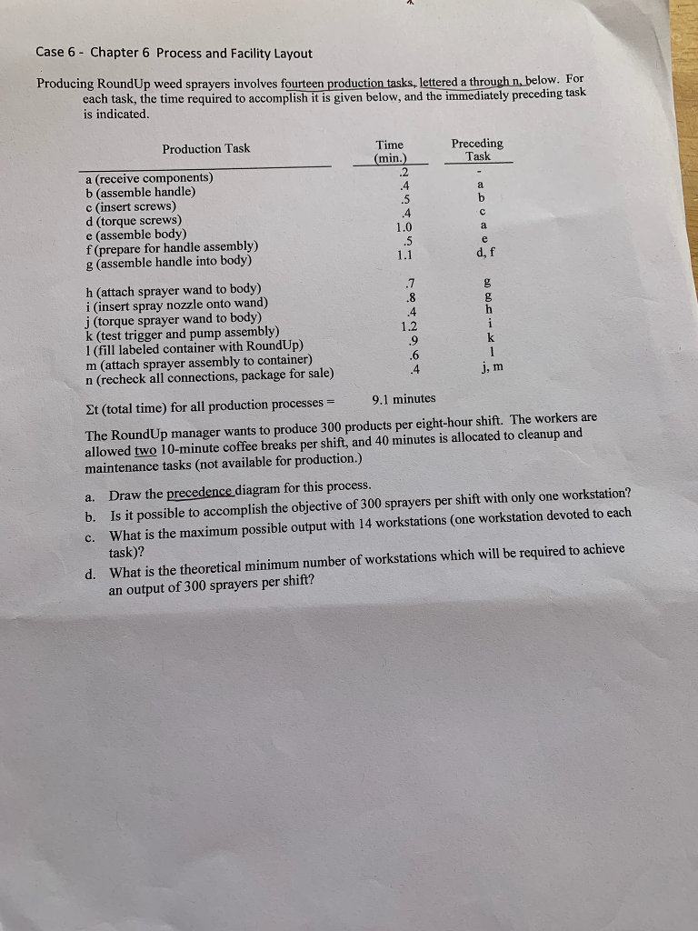  Case 6 Chapter 6 Process and Facility Layout Producing RoundUp weed