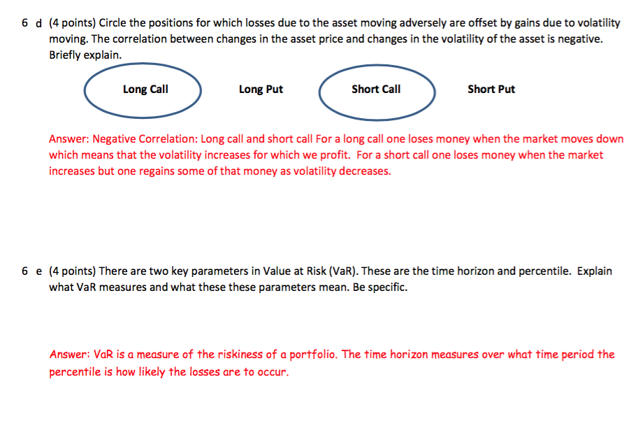 risk on options. 6 a (4 points) You are long a call