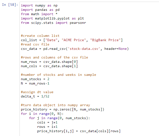 to print the correlation coefficient for the data. This is the csv