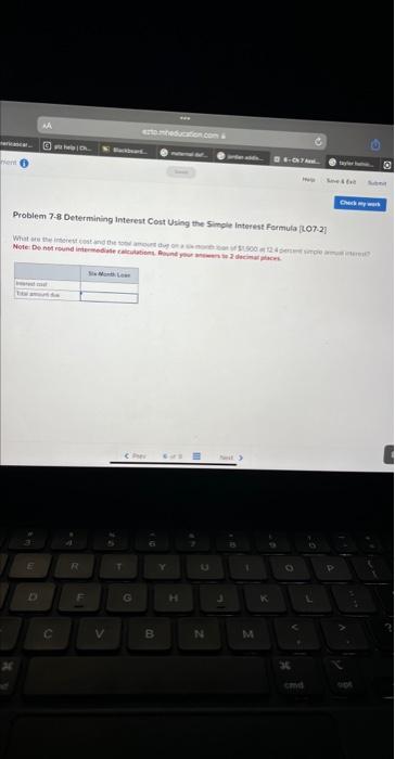  Problem 7.8 Determinang Interest Cost Using the Simple Intertest farmula [t.07-27.