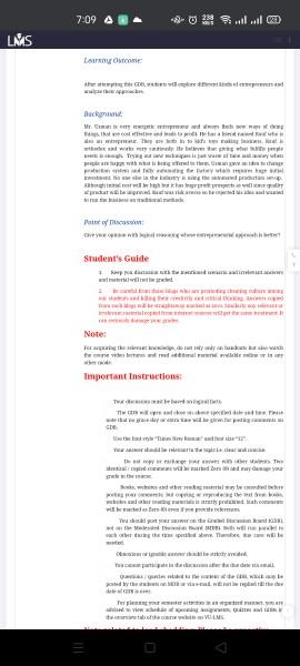  Learning Outcome: After attempting this GDB, students will explore different kinds